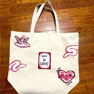 Handmade painted tote bag